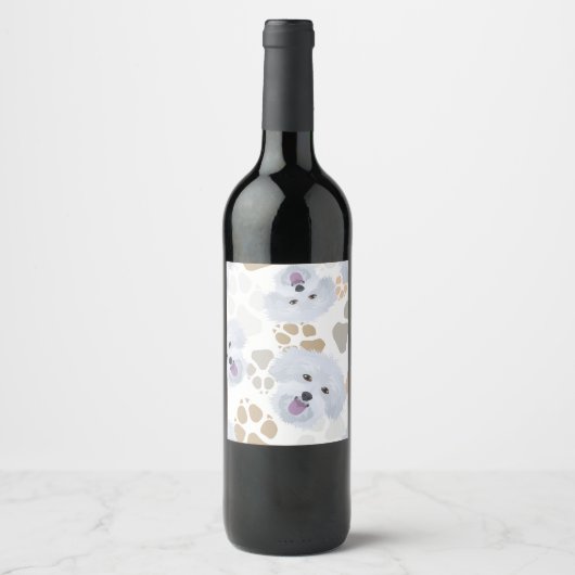 Étiquette Pour Bouteilles De Vin Motif Chien Paws Maltais (Devant)