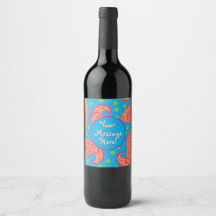 Étiquette Pour Bouteilles De Vin Motif coloré Paisley