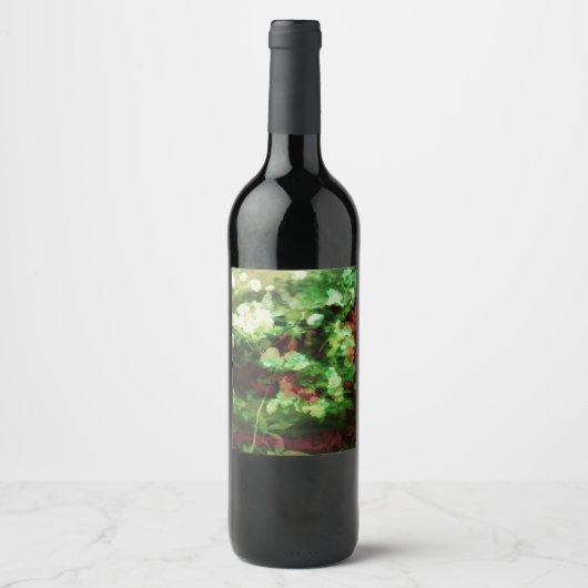 Étiquette Pour Bouteilles De Vin motif d'art cool de fleurs vert rouge. Nature (Devant)