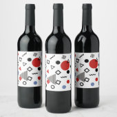 Étiquette Pour Bouteilles De Vin Motif de design Retro Memphis (Bouteilles)