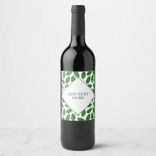Étiquette Pour Bouteilles De Vin Motif de feuillage à feuilles vertes