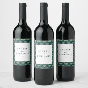 Étiquette Pour Bouteilles De Vin Motif de feuille verte sophistiqué