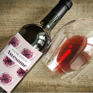 Étiquette Pour Bouteilles De Vin Motif de Fig violet moderne & Vous êtes Figgin' Aw