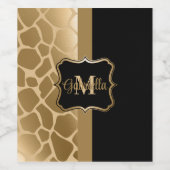 Étiquette Pour Bouteilles De Vin Motif de girafe noire et dorée (Étiquettes simples)