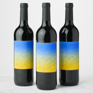 Étiquette Pour Bouteilles De Vin Motif de maillage géométrique bleu jaune Ukraine
