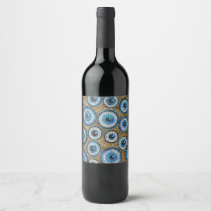 Étiquette Pour Bouteilles De Vin Motif de mosaïque de l'oeil maléfique