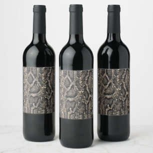 Étiquette Pour Bouteilles De Vin motif de peau de serpent brun  