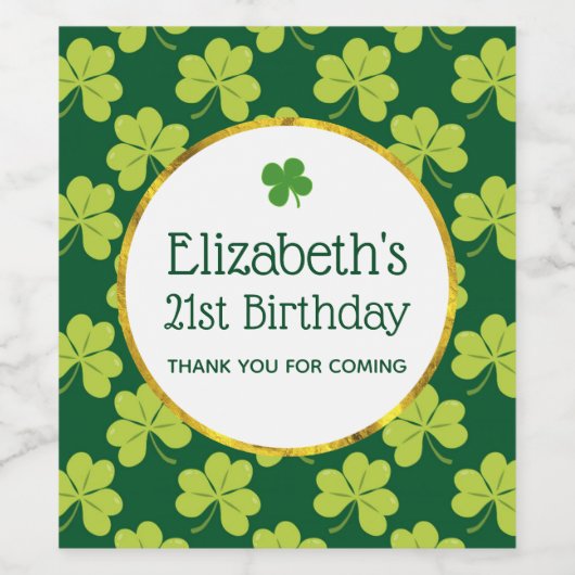 Étiquette Pour Bouteilles De Vin Motif de trèfle vert mignon (Étiquettes simples)