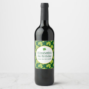 Étiquette Pour Bouteilles De Vin Motif de trèfle vert mignon