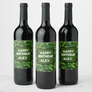 Étiquette Pour Bouteilles De Vin Motif du Camouflage militaire vert forestier