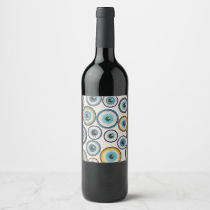 Étiquette Pour Bouteilles De Vin Motif en mosaïque de l'oeil maléfique