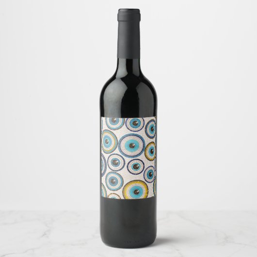 Étiquette Pour Bouteilles De Vin Motif en mosaïque de l'oeil maléfique (Devant)