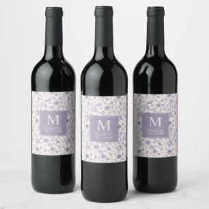 Étiquette Pour Bouteilles De Vin Motif floral aquarelle lavande violet fleurs