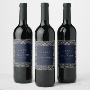 Étiquette Pour Bouteilles De Vin Motif floral naval sophistiqué