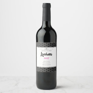 Étiquette Pour Bouteilles De Vin Motif Mandala Élégant à Fleurs Noires et Blanches