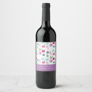 Étiquette Pour Bouteilles De Vin Motif peint à la main sur le thème de Noël à l'aqu
