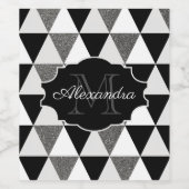 Étiquette Pour Bouteilles De Vin Motif triangles noir et blanc (Étiquettes simples)