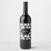 Étiquette Pour Bouteilles De Vin Motif triangles noir et blanc (Devant)