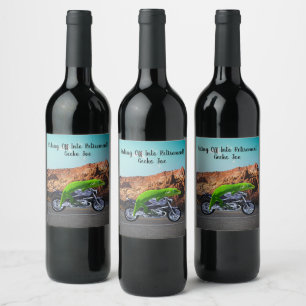 Étiquette Pour Bouteilles De Vin Moto Gecko Joe