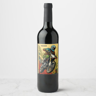 Étiquette Pour Bouteilles De Vin Motocross de nom personnalisé