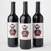 Étiquette Pour Bouteilles De Vin Mugshot Mauvais Père Noël Chien Drôle Noël (Bouteilles)
