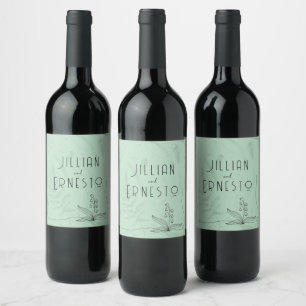 Étiquette Pour Bouteilles De Vin Muguet    Vert Clair avec Graphique