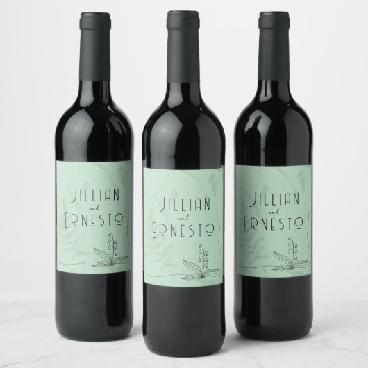 Étiquette Pour Bouteilles De Vin Muguet || Vert Clair avec Graphique (Bouteilles)