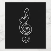 Étiquette Pour Bouteilles De Vin Music Cat Clef (Étiquettes simples)