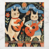 Étiquette Pour Bouteilles De Vin Musical Cats Folk Art MODÈLE (Étiquettes simples)