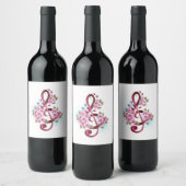 Étiquette Pour Bouteilles De Vin Musical treble clef notes with sakura flowers (Bouteilles)