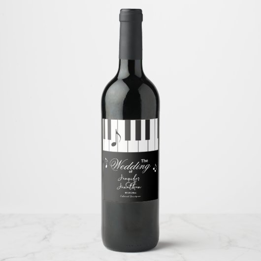 Étiquette Pour Bouteilles De Vin Musiciens créatifs Piano Keys Mariage (Devant)