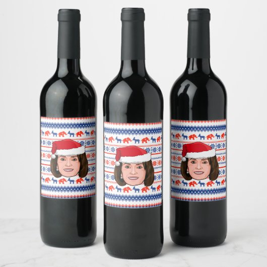 Étiquette Pour Bouteilles De Vin NANCY PELOSI Noël (Bouteilles)