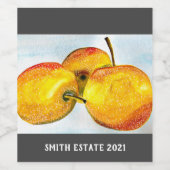 Étiquette Pour Bouteilles De Vin Nashi poire jaune aquarelle (Étiquettes simples)