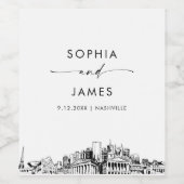 Étiquette Pour Bouteilles De Vin Nashville Skyline (Étiquettes simples)