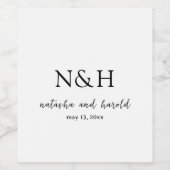 Étiquette Pour Bouteilles De Vin Natasha Monogram Mariage moderne (Étiquettes simples)