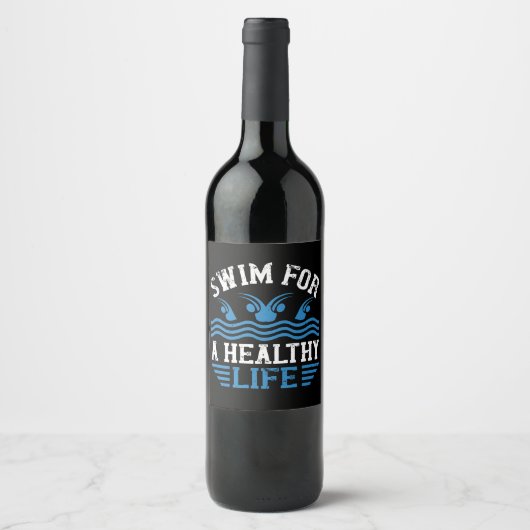 Étiquette Pour Bouteilles De Vin Natation - (Devant)
