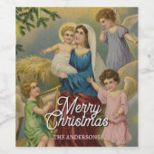 Étiquette Pour Bouteilles De Vin Nativité classique Marie Bébé Jésus Anges (Étiquettes simples)