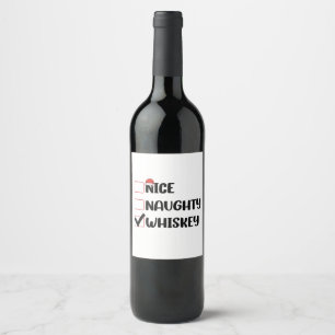 Étiquette Pour Bouteilles De Vin Naughty Nice Whiskey Père Noël Liste de Noël
