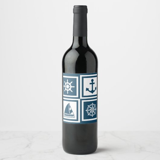 Étiquette Pour Bouteilles De Vin Nautical themed design (Devant)