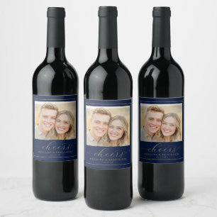 Étiquette Pour Bouteilles De Vin Navy Moderne Photo Joyeuse
