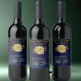 Étiquette Pour Bouteilles De Vin Né en 1966 60e anniversaire étiquette bouteille de
