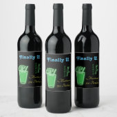 Étiquette Pour Bouteilles De Vin Neon Green 21e anniversaire (Bouteilles)