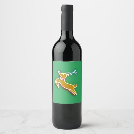 Étiquette Pour Bouteilles De Vin Neon Reindeer (Devant)