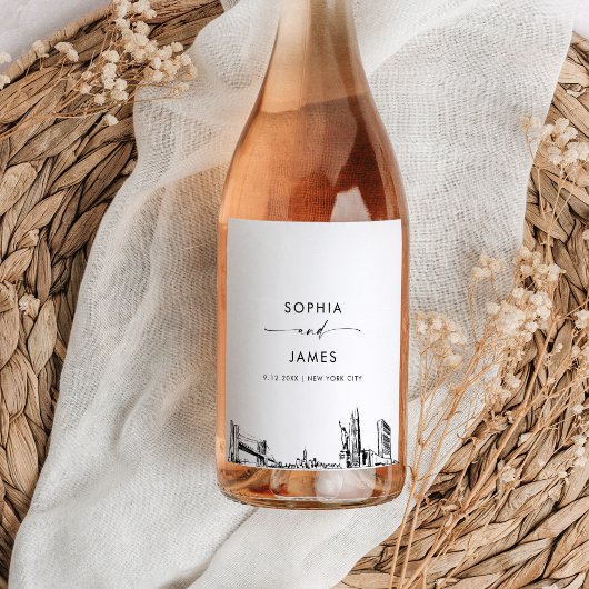 Étiquette Pour Bouteilles De Vin New York City NYC Skyline