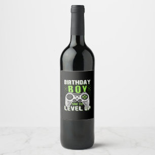 Étiquette Pour Bouteilles De Vin Niveau Up Anniversaire Jeu vidéo pour garçon