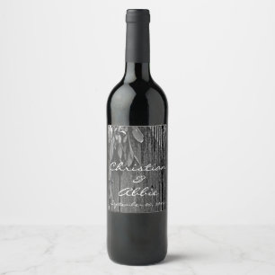 Étiquette Pour Bouteilles De Vin Niveaux de gris en bois de Gris de Grange coupé