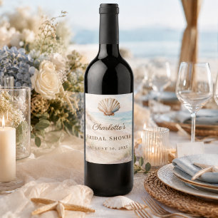 Étiquette Pour Bouteilles De Vin Noce Plage côtière coquillages