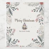 Étiquette Pour Bouteilles De Vin Noël Aquarelle Salutations (Étiquettes simples)