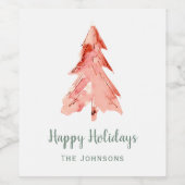 Étiquette Pour Bouteilles De Vin Noël Arbre à pin Aquarelle vacances (Étiquettes simples)