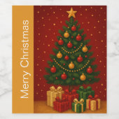 Étiquette Pour Bouteilles De Vin 🎄 Noël Arbre & Cadeaux - Vacances Classiques (Étiquettes simples)